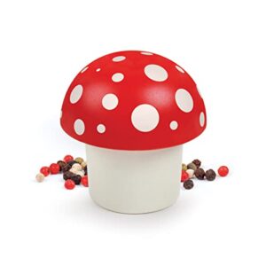 Genuine Fred Merry Mushroom Herb Grinder, 3 Inch Manual Grinder for Herbs and Spices, Durable Handheld Kitchen Tool, Fun Red and White Design