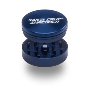 Santa Cruz Shredder Metal Herb Grinder Knurled Top for Stronger Grip 2-Piece 2.7" (Blue)
