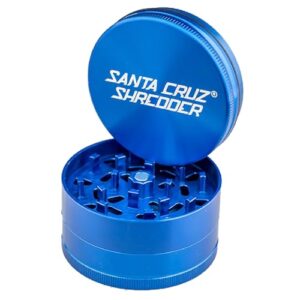 Santa Cruz Shredder Metal Herb Grinder Knurled Top for Stronger Grip 3-Piece Large 2.7" (Blue)