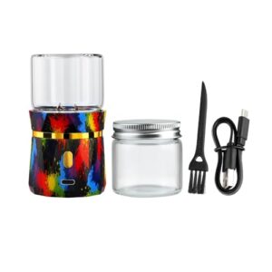 BEIXIFO Electric Herb Grinder, Mini Size 2inx3.5inches with 2pcs 1.7oz/50ml Glass Jar, Portable, Automatic