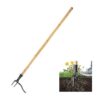 MLHpeak Stand Up Weed Puller Tool with Long Handle, 3-Section Bamboo Construction & 4-Claw Steel Head Design, Easily Remove Weeds Without Kneeling
