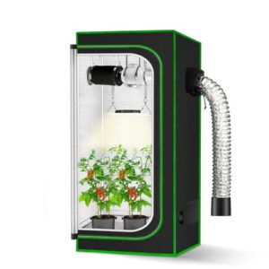 MELONFARM 2x2 Grow Tent, 24"x24"x48'' High Reflective 600D Diamond Mylar Canvas with Observation Window and Floor Tray for Hydroponic Indoor Plant Growing