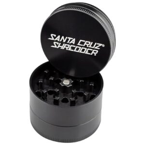 Santa Cruz Shredder Herb Grinder 3 Piece Medium 2 1/8" Superior Grip and Aluminium (Black)