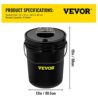 VEVOR DWC Hydroponic System, 5 Gallon 4 Buckets, Deep Water Culture Growing Bucket, Hydroponics Grow Kit with Pump, Air Stone and Water Level Device, for Indoor/Outdoor Leafy Vegetables
