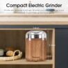 Hermolante Electric Herb Spice Grinder, 200 w Electric Grinder with Stainless Steel Blade and Cleaning Brush, Compact Size Grinders for Herbs and Spices - 5.11in (Wood Grain)