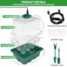 Qoolife Seed Starter Tray with Plant Light, 2 Pack Grow Lights for Seed Starting Kit with Humidity Domes, Timing Controller Adjustable Brightness for Greenhouse Propagator Station Planting Growing