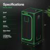VIVOSUN S224 2x2 Grow Tent, 24"x24"x48" High Reflective Mylar with Observation Window and Floor Tray for Hydroponics Indoor Plant for VS1000