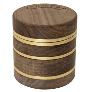 KINGTOP Spice Grinder, 2.5" Walnut Wood & Aluminum Manual Grinder