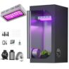 TopoGrow Grow Tent Complete Kit 300W LED Grow Light Full-Spectrum Indoor Hydroponics 32"X32"X63" Grow Tent 4" Ventilation Kit with Hangers,Hygrometer, Shear, Timer,Trellis Netting Full Setup