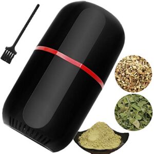 Herb Grinder Electric, Turimon Large Herbal/Coffee Grinders/Mill/Crusher for Spice and Herbs With Cleaning Brush - Black - 4.2 oz Capacity