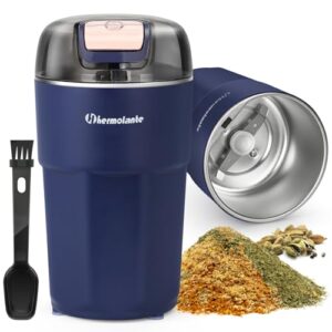 Hermolante Herb Spice Grinder, One-key Electric Grinder with 304 Stainless Steel Blades and Cleaning Brush, Electric Grinders for Herb, Spices, Coffee, Nuts, Seeds,etc.