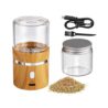 Electric Herb Grinder, Spice Grinder Rechargeable Automatic herb grinder Mini Size 2inx3.5inches with 2pcs 1.7oz/50ml Glass Jars (NOT for nuts or beans)