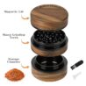 AWANSO 3-Piece Grinder, 2.5" Walnut Wood and Aluminum Grinder