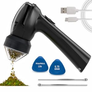 Mamba Lite 0.75g Black All-Plastic Head USB Electric Herb Grinder. Small Portable Herbal Machine & Spice Mill for the Kitchen