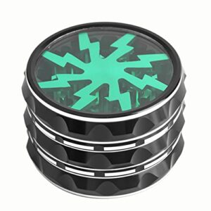 VRUPINZE 2.5 inch Large Grinder, Portable Aluminium Grinder with Clear Top, Black-Green