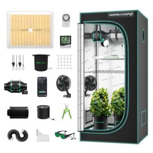 MARS HYDRO 3x3 Grow Tent Kit Complete System,150W TS1000 LED Dimmable Grow Light, 32"x32"x63" 1680D High Reflective Mylar Grow System with 4inch Smart WiFi Control Ventilation System,10 Speed Fan