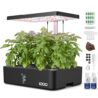 iDOO Hydroponics Growing System Kit 12Pods, Indoor Herb Garden System, with LED Grow Light, Built-in Fan, Auto-Timer, Adjustable Height Up to 11.3", for Home School, for Women Mom