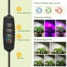 YUYMIKA Grow Lights for Indoor Plants Full Spectrum, 48 LEDs Plant Light for Indoor Plants with 2 Mounting Options, 3 Optional Spectrums, 3/9/12Hrs, 10 Brightness, 7"-26" Height Adjustable (Black)