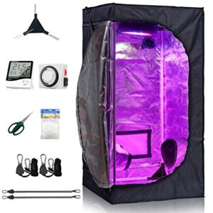 CDMALL 2x2 Grow Tent, 24''x24''x48'' Indoor Plants Growing Dark Room with Accessories Complete Kit Hydroponic Growing System with Hangers, Trellis Netting, Shear, Timer, Humidity Monitor