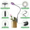 Balck Pot Clip Plant Grow Light, Red+Blue+Yellow Full Spectrum 48 LEDs Plant Lamp with 360°Gooseneck, 3/9/12H Timer & 10 Dimmable Levels and Adapter, One Head Halo Ring Plant Lamp