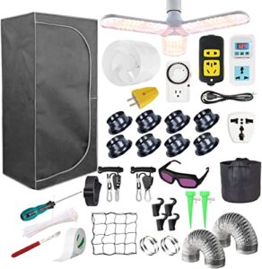 4x4 Grow Tent Kit Complete High Reflective Mylar Indoor Grow Tent 48"x48"x80"+ LED Grow Light Combo Hydroponics Indoor Plant Growing Tent System (Upgraded Grow Tent Kit)