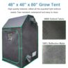 Grow Tent Kit Complete System High Reflective Mylar Indoor Grow Tent Hydroponics Growing Tent with Full Spectrum LED Grow Light Observation Window, Ventilation Fan,Carbon Filter (48" x 48" x 80")