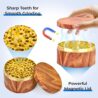 XSTWVM Spice Grinder, 3 Inch Herb Grinder - Premium Zinc Alloy with Wood Grain Finish, Grinder for Herbs with Sharp Teeth Design & Scraper for Herbs and Kitchen Spices