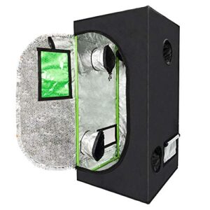 CoolGrows Grow Tent, 2x2 Feet Mylar Hydroponic Grow Tent with Obeservation Window and Floor Tray for Indoor Gardening Plant Growing (24"x 24"x 48")