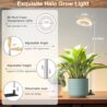 Aokrean Plant Grow Light, 48 LEDs Full Spectrum Grow Lights for Indoor Plants, Height Adjustable Faux Wood Grain Small Grow Light with Base, 3 Optional Spectrums, Auto Timer 6/12/16Hrs, 5 Brightness