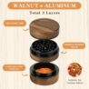 AWANSO 3-Piece Grinder, 2.5" Walnut Wood and Aluminum Grinder
