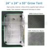 24"x24"x55" Grow Tent Kit, Indoor Grow Tent Complete System High Reflective Mylar Growing Tent +Full Spectrum LED Grow Light Combo,Hydroponics Indoor Plant Growing Tent + Carbon Filter