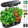 Ahopegarden Indoor Herb Garden Kit: 12 Pod Hydroponics Growing System kit with LED Grow Light, LCD Display, Smart Environmental Detection,Hydroponic Planter for Vegetables, Lettuce, Home Gardening