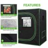 JungleA 2x2 Small Grow Tent, High Reflective Mylar Hydroponic Growing System, 24" x 24" x 36" Indoor Growing Tent Greenhouse Box Kit w/Window & Tray, Home Plant Farmer Flower, Mushroom, Veg Grow Box