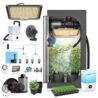 TopoGrow Upgrade Integrated Auto Grow Tent Kit Complete Kit, S1000 LED Grow Light, 32"x32"x64" Grow Tent, 4“ Ventilation with Inline Fan, Carbon Filter, Irrigation Kit, Humidifier and Clip Fan