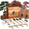 Sproutix Bonsai Garden Starter Kit, 4 Seeds Growing into Sakura, Ginkgo, Black Pine, Red Flame, Including Complete Gardening Tools & A Wooden Box with Cover, Christmas Gifts for Men Women Beginners