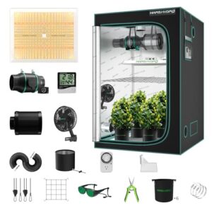 MARS HYDRO 4x4 Grow Tent Kit Complete System with 300W TSW2000 4x4 Full Coverage Dimmable Light,48"x48"x80" 1680D High Reflective Mylar,6inch 32dB,402CFM Adjustable Ventilation Kit,10 Speed Clip Fan