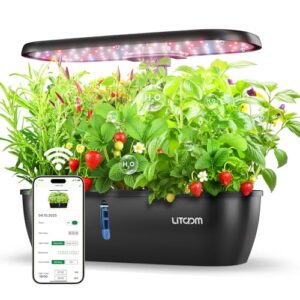 litokam Smart Hydroponics Growing System Kit with APP&WiFi Controlled, 15-Pod Indoor Herb Garden Planter with 2 Grow Modes, 24W Growing LED, Pump System, 24H Timer, Indoor Garden for Home