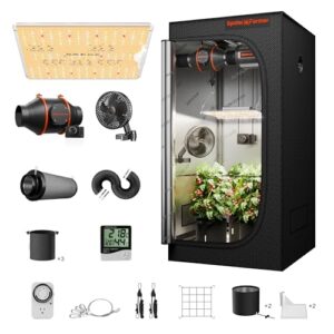Spider Farmer Grow Tent Kit 2x2x5ft Complete System, SF1000D Samsung Diodes Full Spectrum LED Grow Light 24"X24"X55" Indoor 1680D Mylar Tent with 4" Ventilation System & 6'' Clip Fan