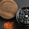 AWANSO 3-Piece Grinder, 2.5" Walnut Wood and Aluminum Grinder