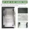 Complete Mylar Growing Tent 2x2 Grow Tent Kit 24"x24"x55" Indoor Plant Growing Room LED Full Spectrum Grow Light Ventilation Inline Fan + Acceseries