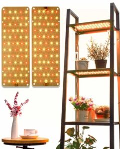 DOMMIA Grow Light, 20W Ultra-Thin Panel Grow Lights for Indoor Plants, High PPFD Full Spectrum, Dimmable, 6/12/16H Timer Auto on/Off, Suitable for Indoor Growing, Warm White 1-Pack