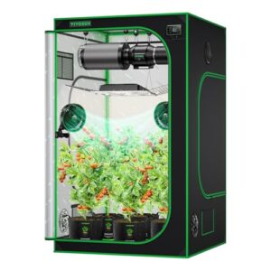VIVOSUN S448 4x4 Grow Tent, 48"x48"x80" High Reflective Mylar with Observation Window and Floor Tray for Hydroponics Indoor Plant for VS4000/VSF4300