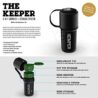 HEMPER Keeper 3-in-1 Herb Grinder with Dual Storage Compartments, Smell-Proof and Water-Resistant Design, Built-In Removable Grinder, Portable & Flexible Tether for On-the-Go Use - (Black)