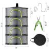 Herb Drying Rack Hanging Mesh 4 Layer 18" with Zipper, Garden Pruning Shear, Hook & Carabiner Clip for Drying Herbs, Plants, Seeds, Buds | Outdoor, Hydroponics & Grow Tents Herb Dryer Hanging Rack