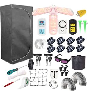 Grow Tent Kit Complete 4x2 ft High Reflective Mylar Indoor Grow Tent Hydroponics Indoor Plant Growing Tent Room Full Spectrum LED Grow Light Ventilaion Fan Growing System+Accesseries (48" x 24" x 80")