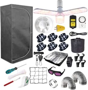 Complete Mylar Growing Tent 3 x 3 Grow Tent Kit 40"x40"x80" Indoor Plant Growing Room LED Full Spectrum Grow Light Ventilation Inline Fan DIY Beginner Grow Tent Kit + Glasses & Acceseries