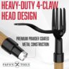 Papa's Tools Weeder - Stand Up Weed Puller Tool Made with Long Wooden Handle - Real Bamboo & 4-Claw Steel Head - Easily Remove Weeds Effortlessly Without The Need to Tug, Bend, Or Flex,