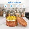XSTWVM Spice Grinder, 3 Inch Herb Grinder - Premium Zinc Alloy with Wood Grain Finish, Grinder for Herbs with Sharp Teeth Design & Scraper for Herbs and Kitchen Spices