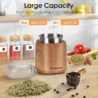 Hermolante Electric Herb Spice Grinder, 200 w Electric Grinder with Stainless Steel Blade and Cleaning Brush, Compact Size Grinders for Herbs and Spices - 5.11in (Wood Grain)