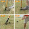 MLHpeak Stand Up Weed Puller Tool with Long Handle, 3-Section Bamboo Construction & 4-Claw Steel Head Design, Easily Remove Weeds Without Kneeling